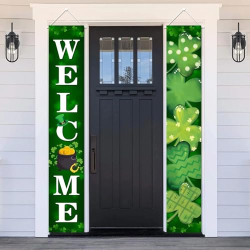 MEHOFOND shamrock pattern banner creates bright Ireland-inspired entry for indoors or outdoors.