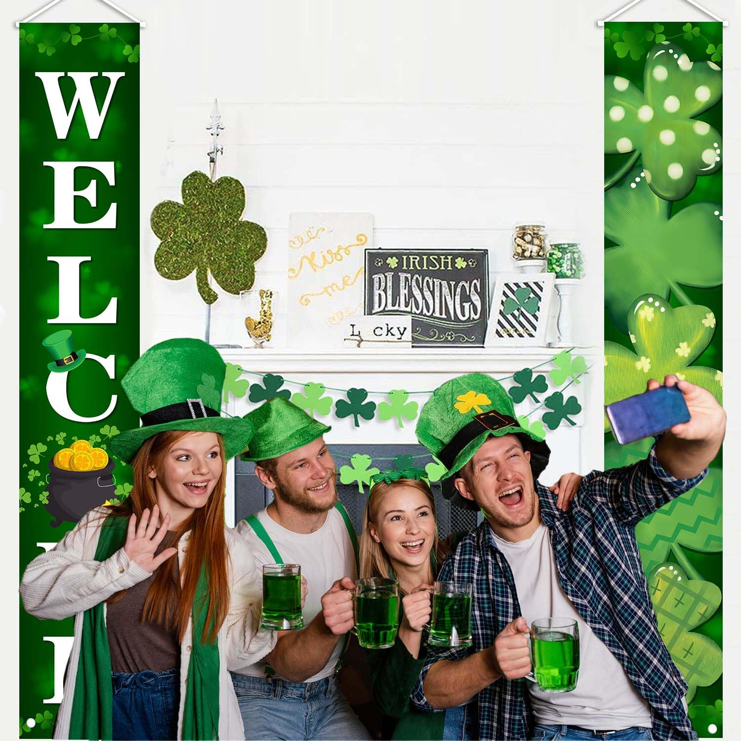 MEHOFOND St. Patrick's Day banner suits indoor walls and exterior porches.