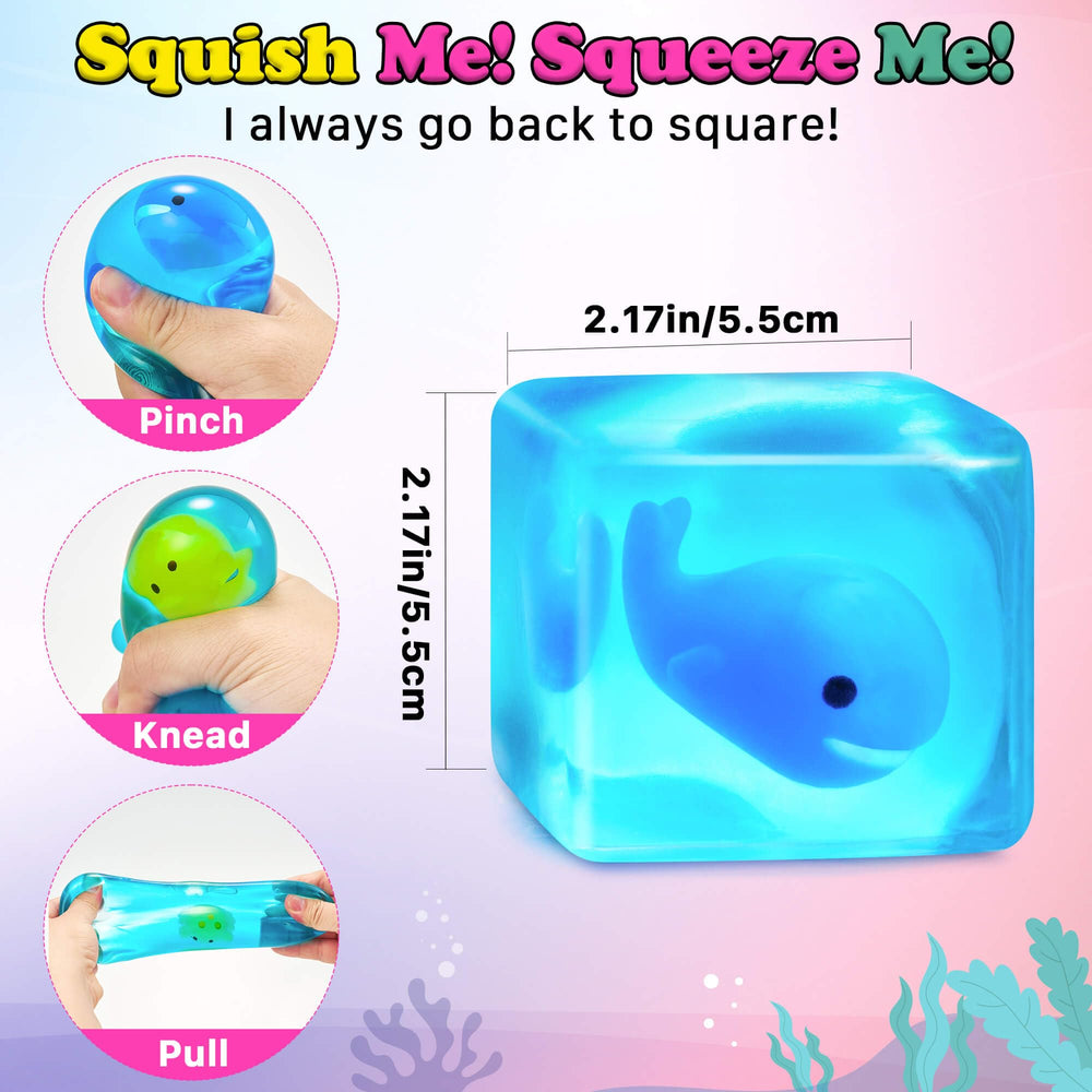 Meijoy Stress Cube with mochi crab squishies for interactive fidgeting