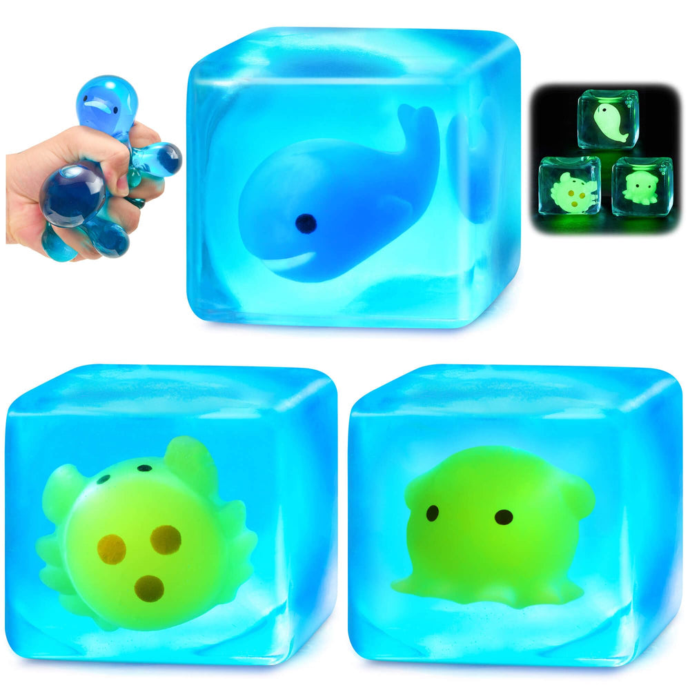Meijoy Squishy Stress Cube with ice exterior for calming squeezes and focus