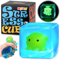 Meijoy squishy stress cube with ice exterior delivers tactile relief.