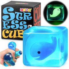 Meijoy Stress Cube glowing whale inside for nighttime calm and fun.