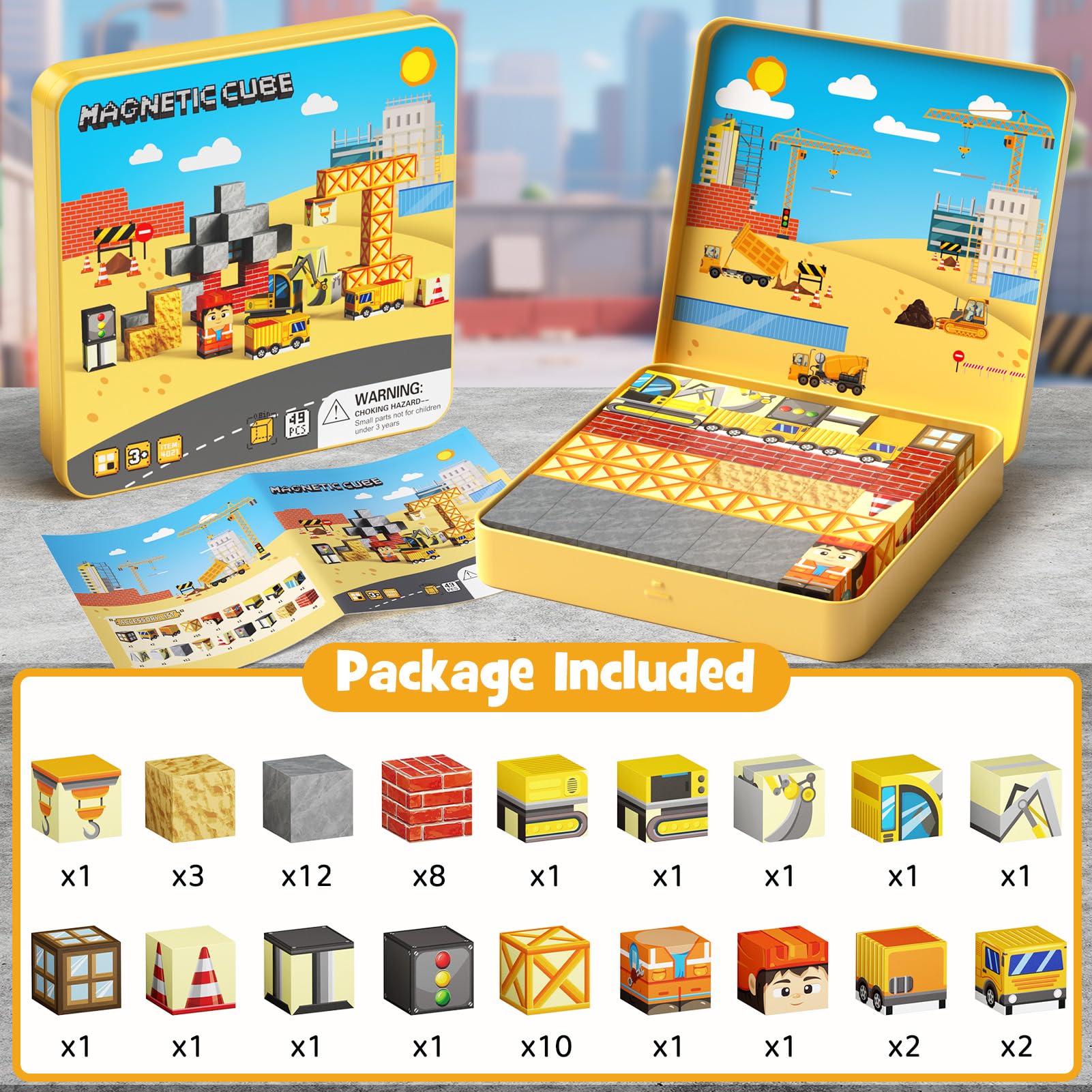 MEIQ 49pcs set supports spatial reasoning and hands-on exploration through colorful tiles.