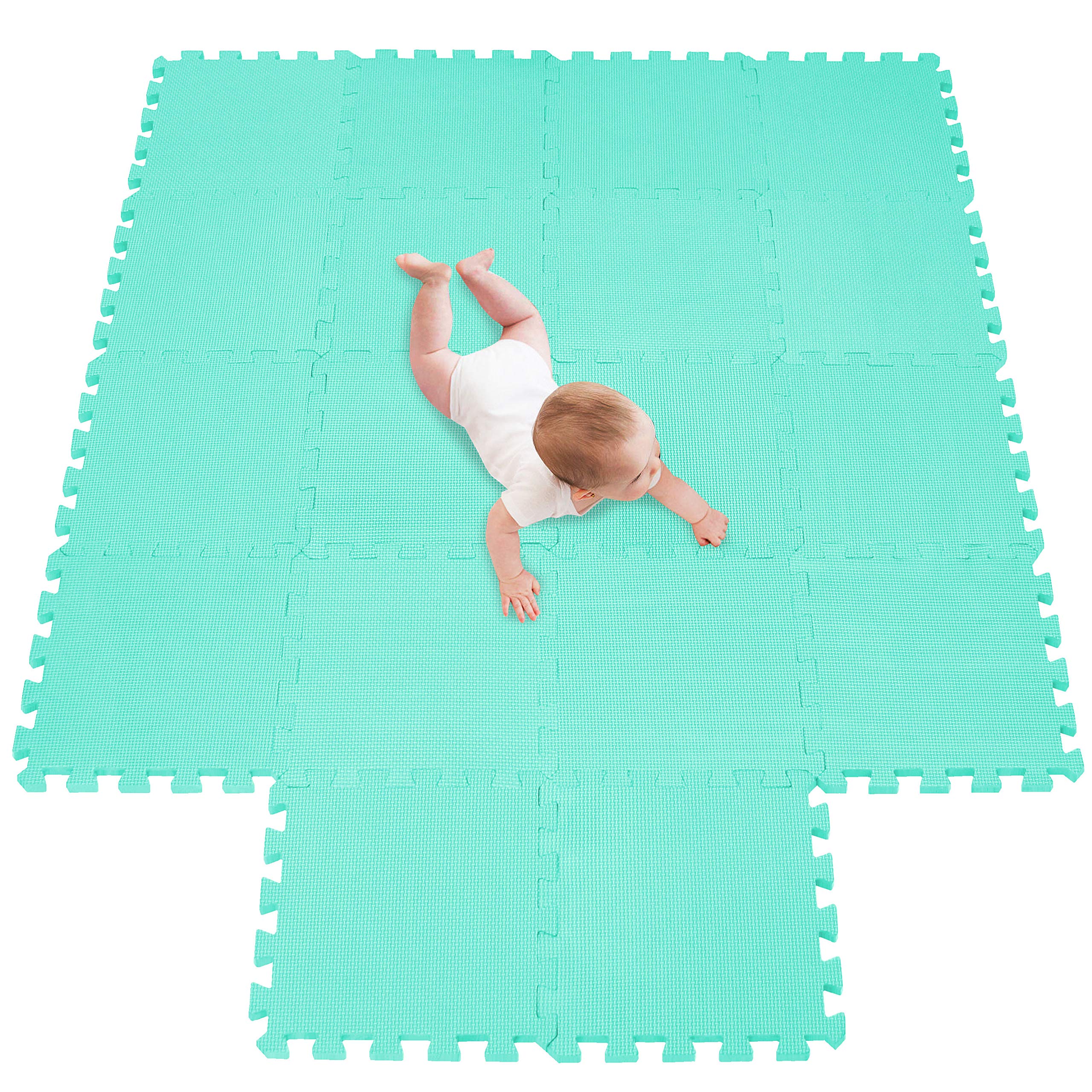 Meiqicool foam play mat tile close-up showing soft interlocking surface for safe play