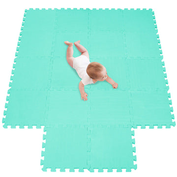 Meiqicool foam play mat tile close-up showing soft interlocking surface for safe play