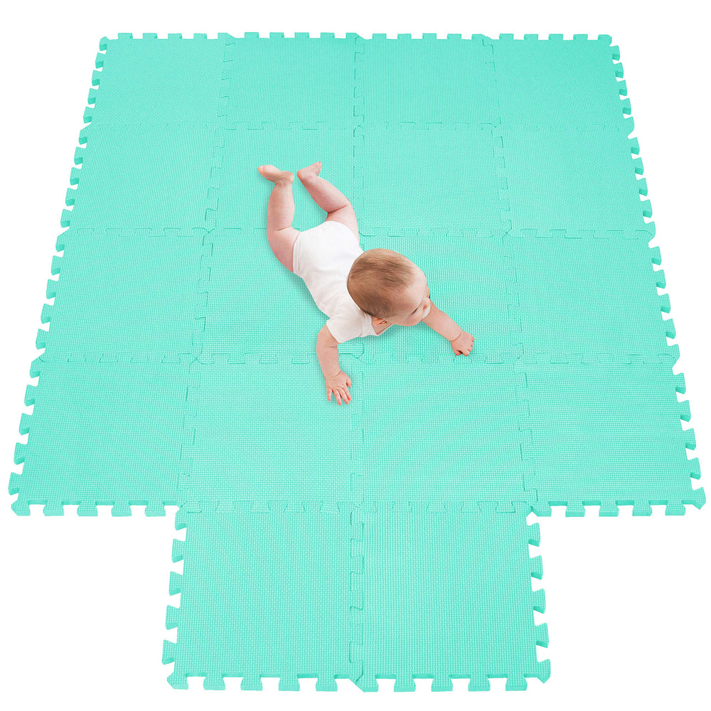 Meiqicool foam play mat tile close-up showing soft interlocking surface for safe play