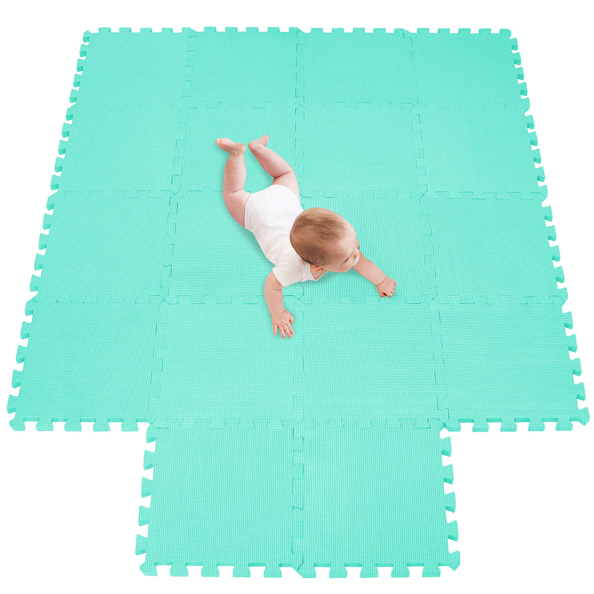 Meiqicool foam play mat tile close-up showing soft interlocking surface for safe play
