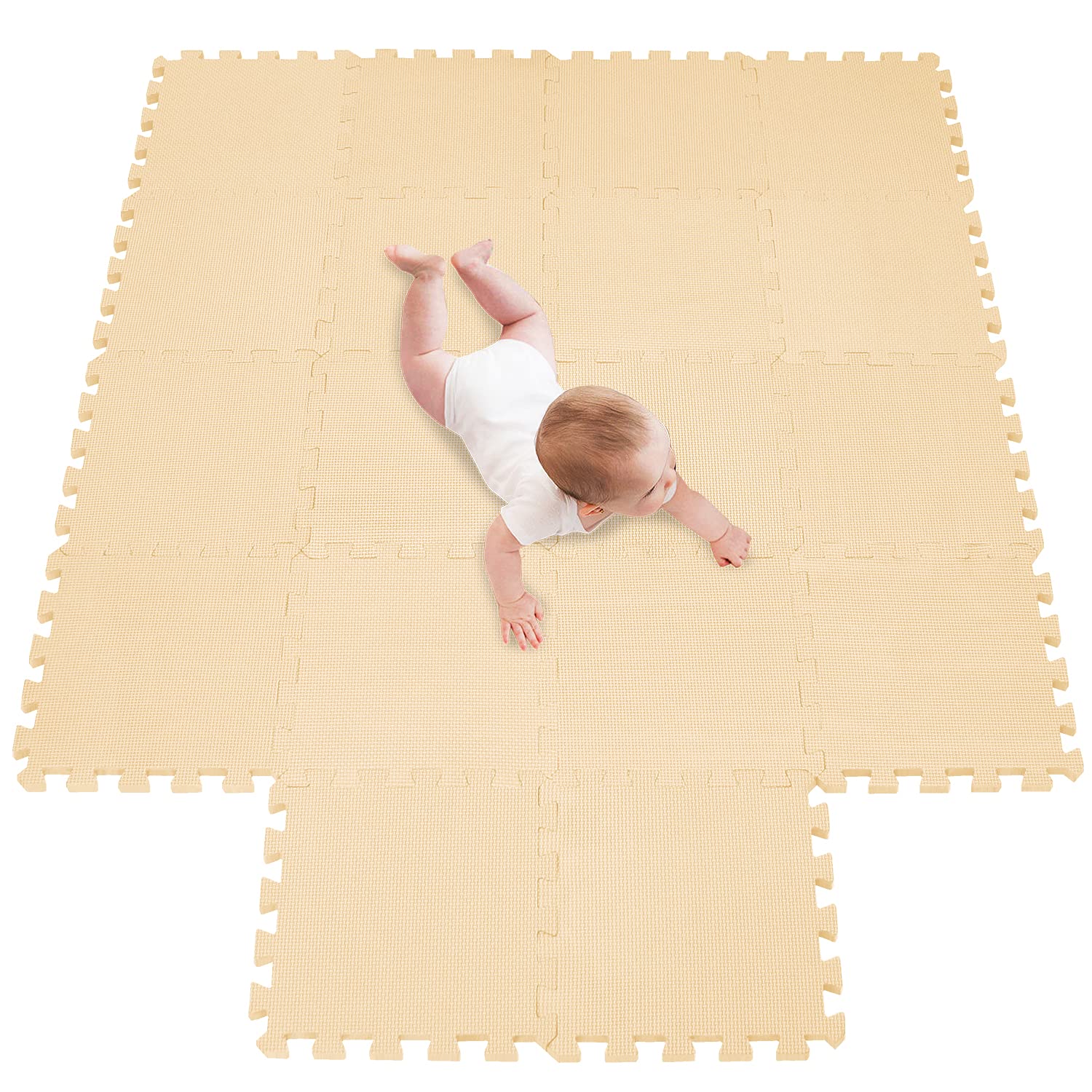 Meiqicool foam play mat tiles 12x12 inches for cushioned, versatile play on hard floors.