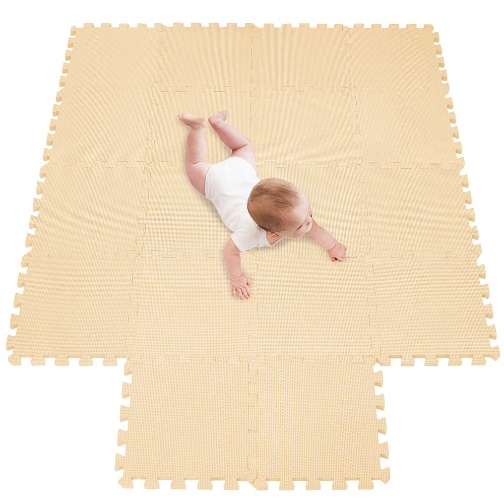 Meiqicool foam play mat tiles 12x12 inches for cushioned, versatile play on hard floors.