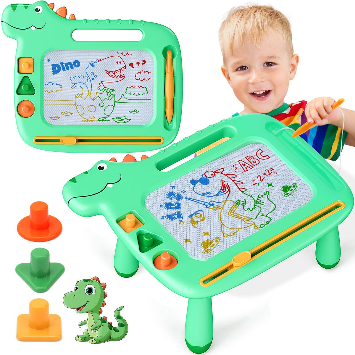 MEJCFARI dinosaur magnetic drawing board with four-color area for vivid doodles