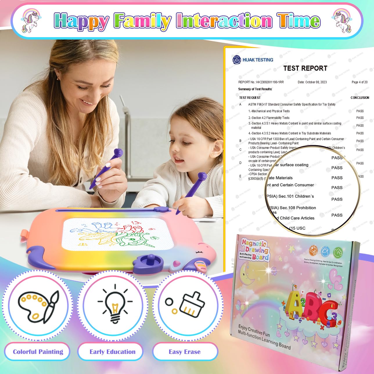 MEJCFARI doodle board color sections help kids learn colors during fun drawing