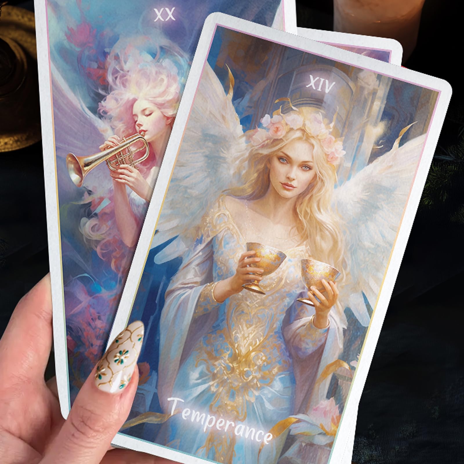 Mekasthos tarot art details highlight original pretty design.