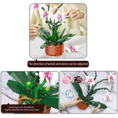 MELAKIY orchid building blocks show stems and leaves for natural realism.