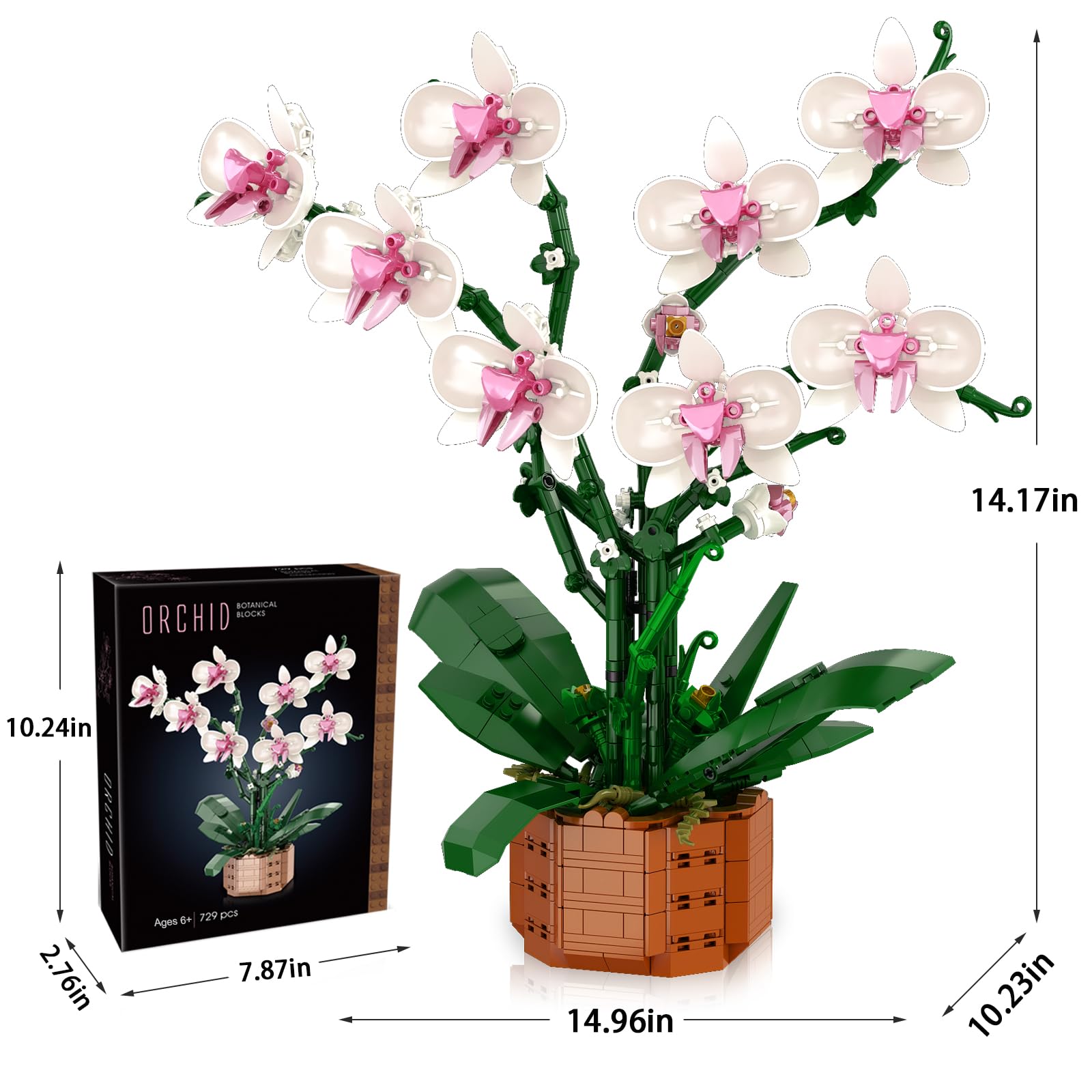 MELAKIY orchid building blocks rotating bonsai feature adds dynamic display.