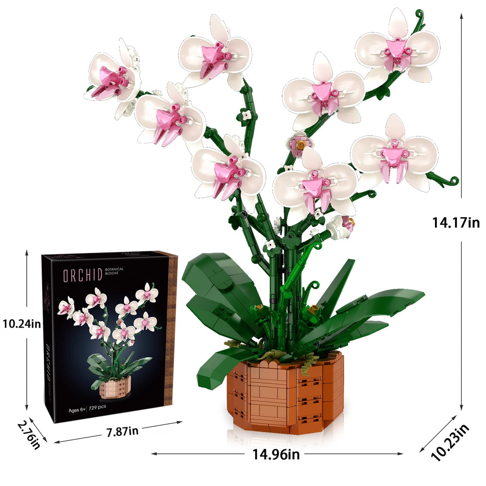 MELAKIY orchid building blocks rotating bonsai feature adds dynamic display.