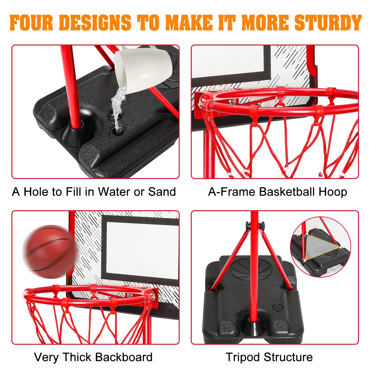 Three vivid-color basketballs ready for fast-paced practice.