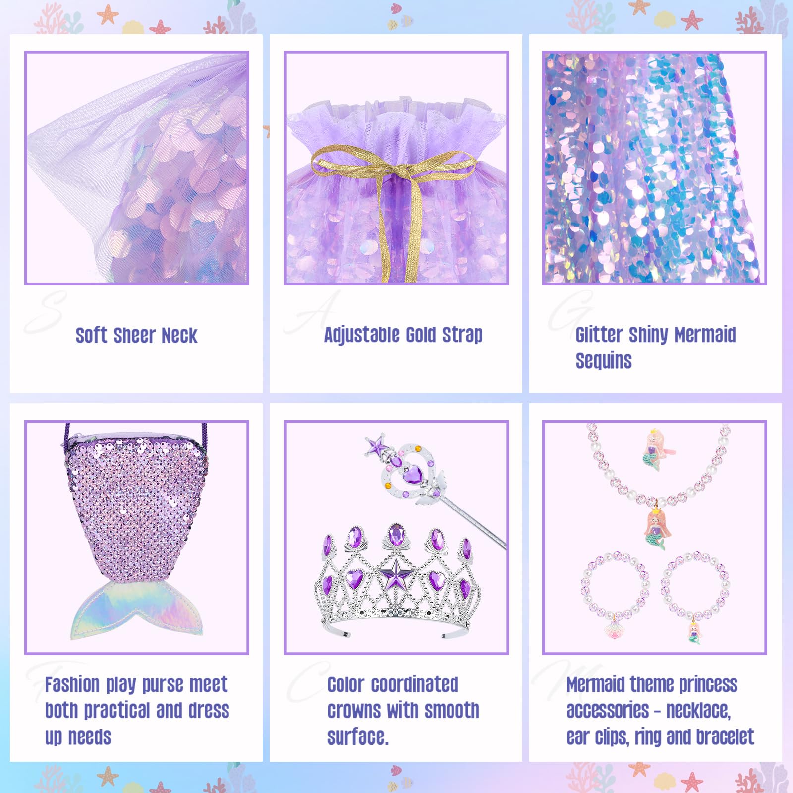 Five-color Meland mermaid capes showcase vibrant palette for dress-ups