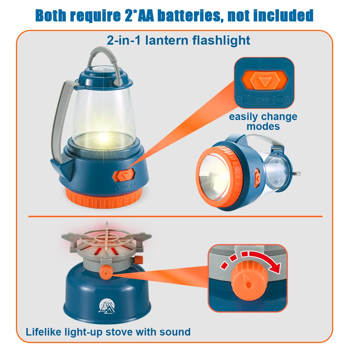 Meland light-up flashlight and lantern for versatile camping ambience.
