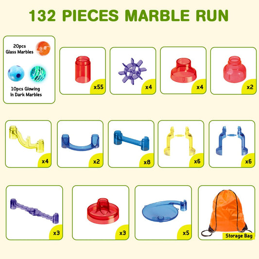Meland Marble Run translucent pieces let kids watch marbles travel