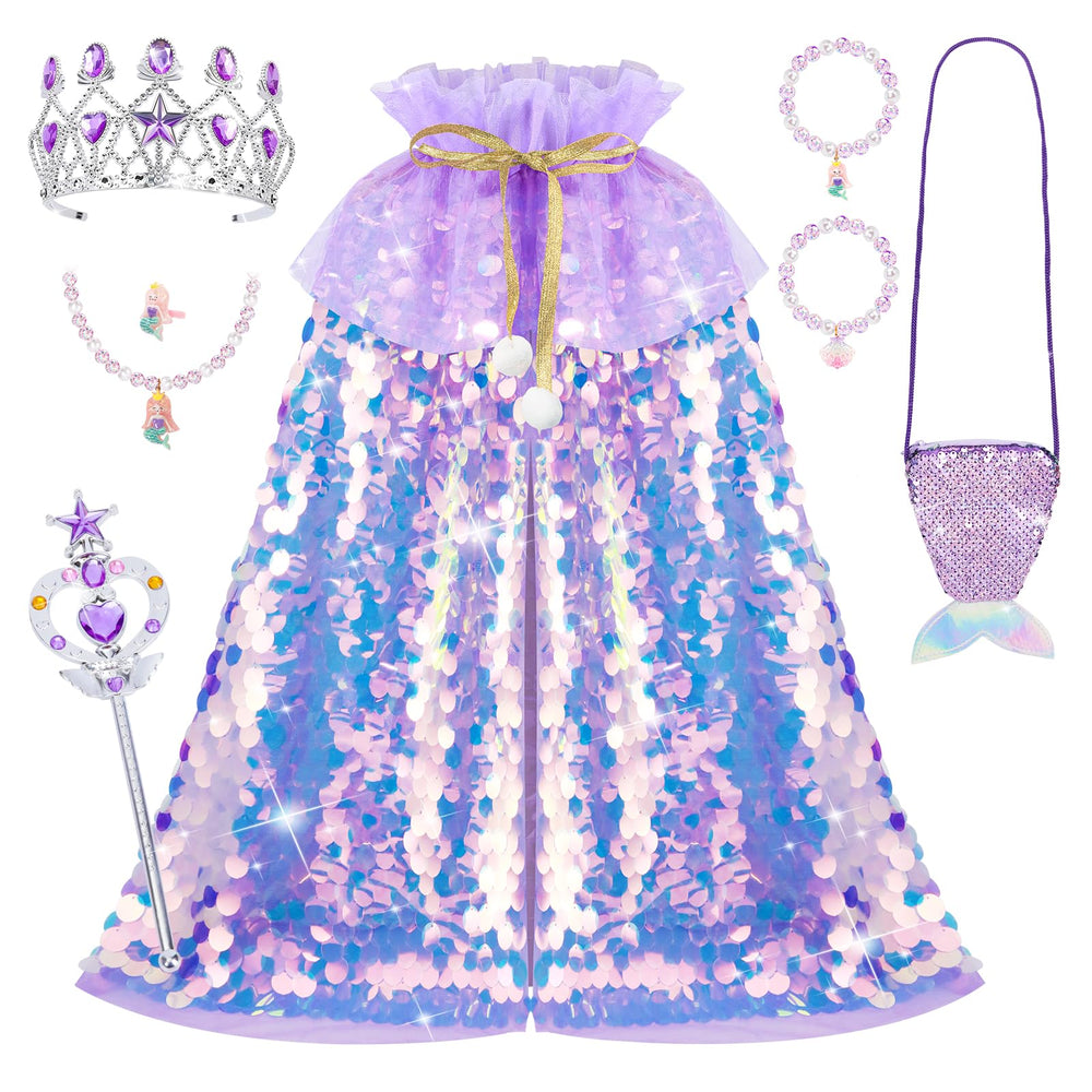 Meland Mermaid Cape with purple shimmer for magical dress-up play