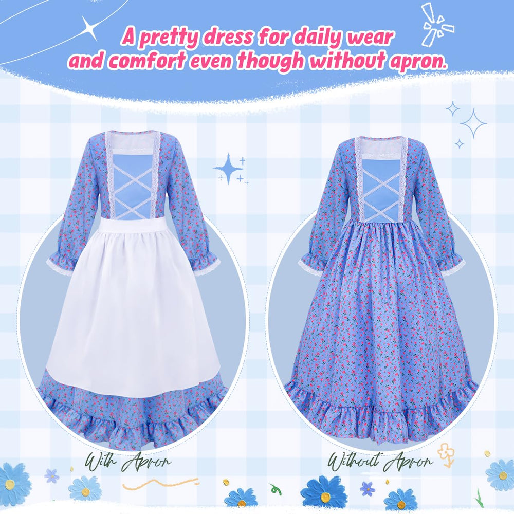 Meland Pioneer Dress full skirt with lace trim for authentic reenactment outfits.