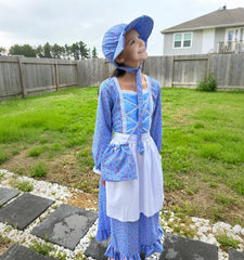 Meland Pioneer Dress long sleeves offer comfortable all-day wear during costumes.