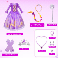 Meland Princess Dress accessories include braid and necklace for a complete look