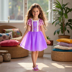 Meland princess dress blue features snowflake pattern for festive role play