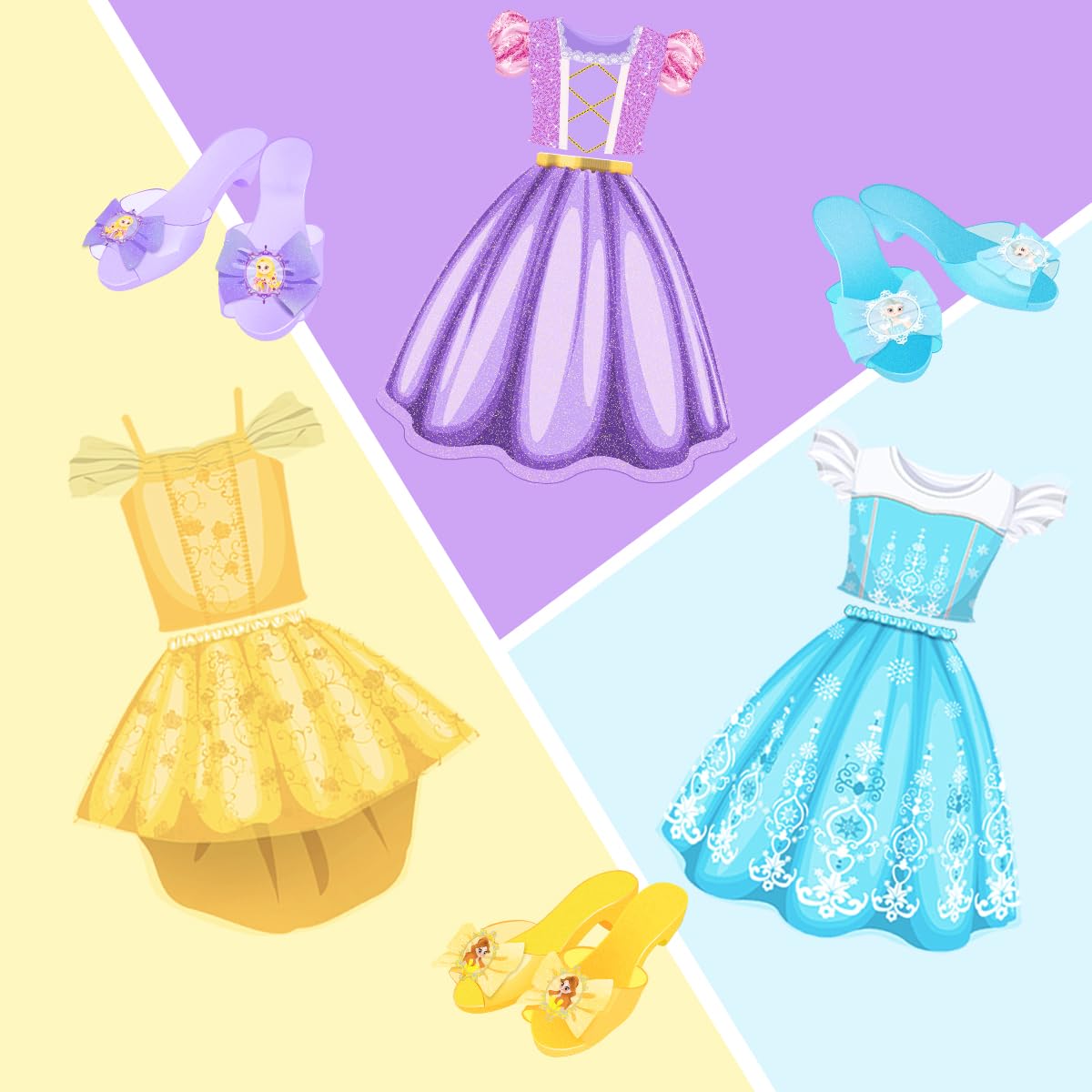 Meland princess dress ensemble try-on scene for joyful pretend play