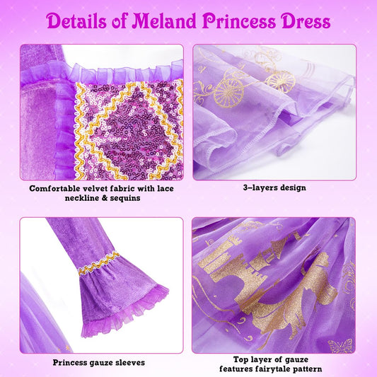 Meland dress features sequined bodice and royal accents for magical moments