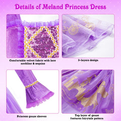 Meland dress features sequined bodice and royal accents for magical moments