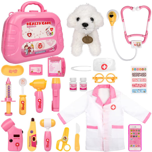 Meland Toy Doctor Kit carrying case keeps tools organized for imaginative play.