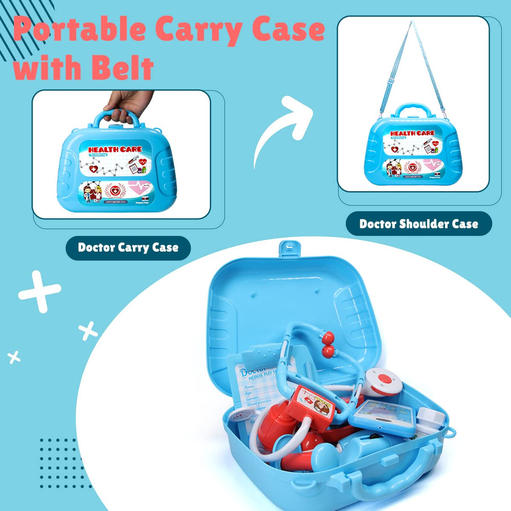 Meland Toy Doctor Kit costume with coat and hat enables authentic dress-up play.