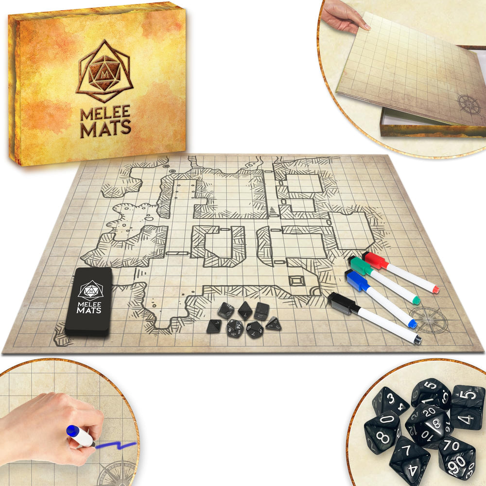 Melee Mats DND Map Starter Set folded for easy portability and storage
