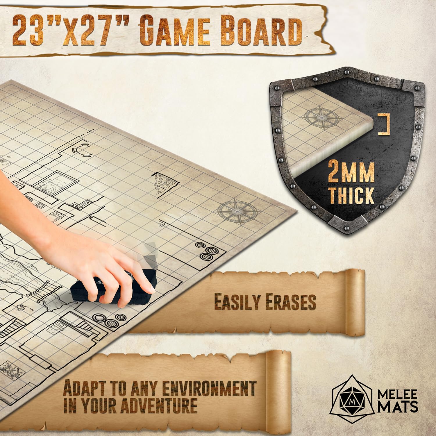 Melee Mats DND Map Starter Set with dry erase markers for quick edits
