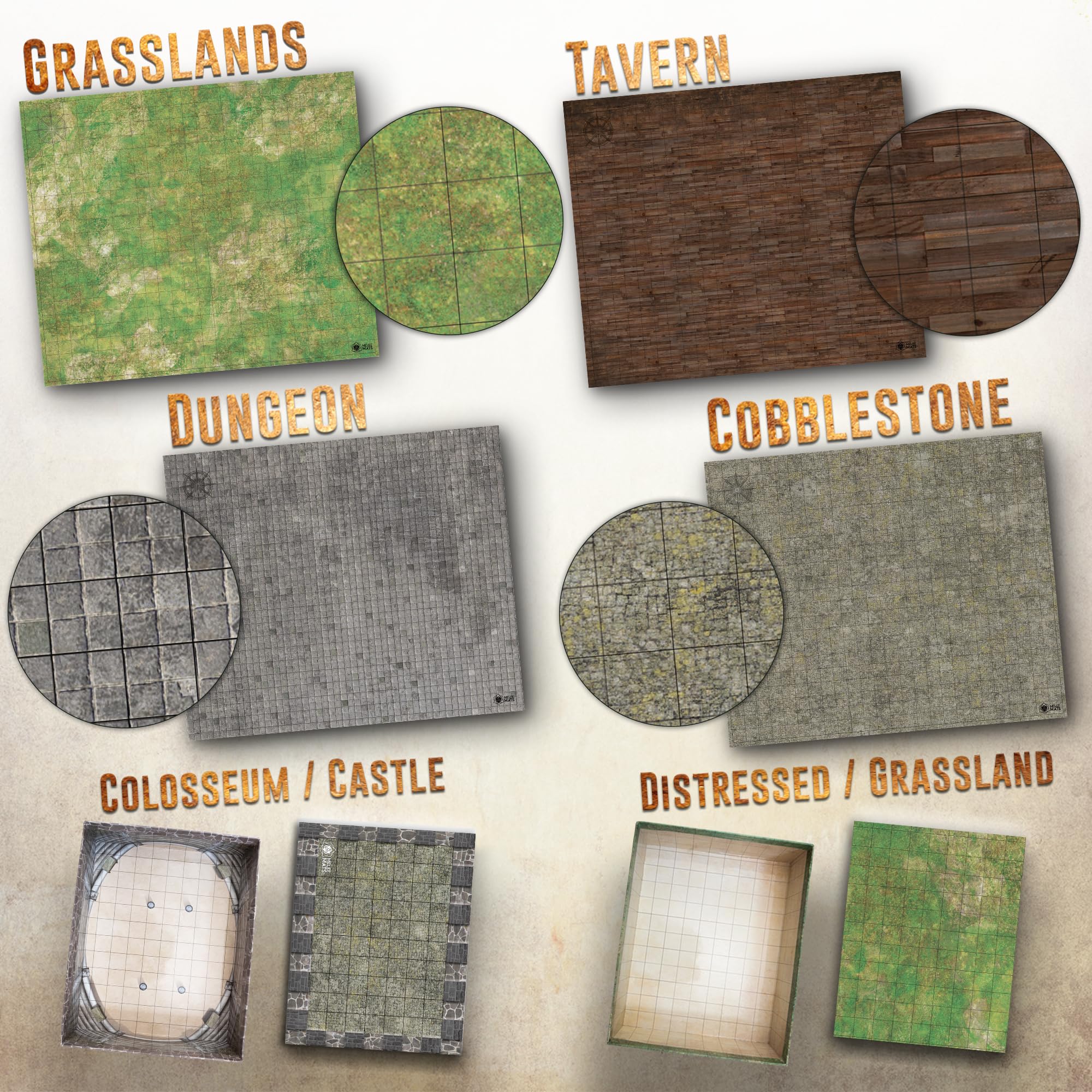 Melee Mats DND map starter moss design with erasable detail for quick scene changes.