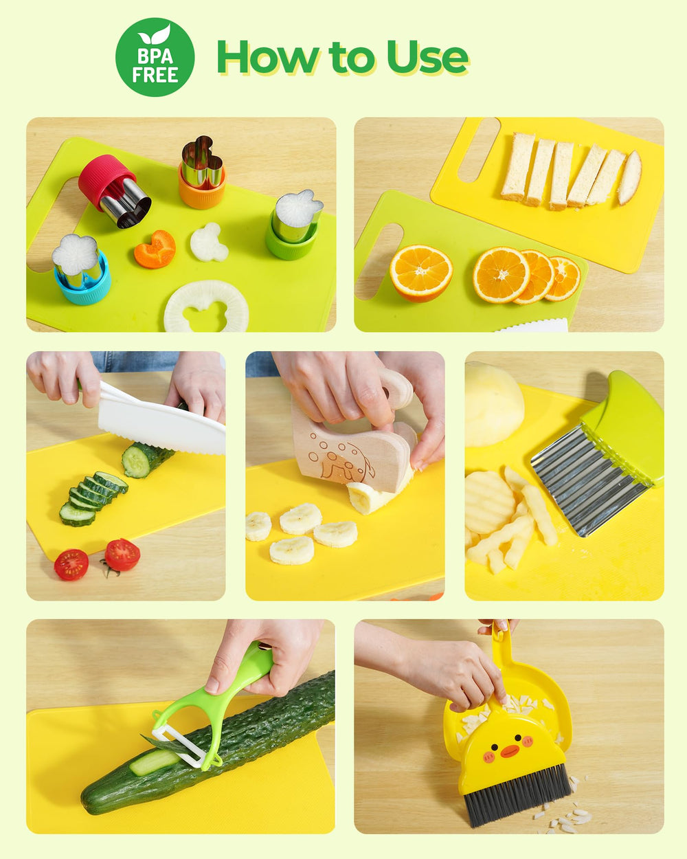 Melican kids kitchen set plastic knife provides lightweight, safe tools for imaginative cooking.
