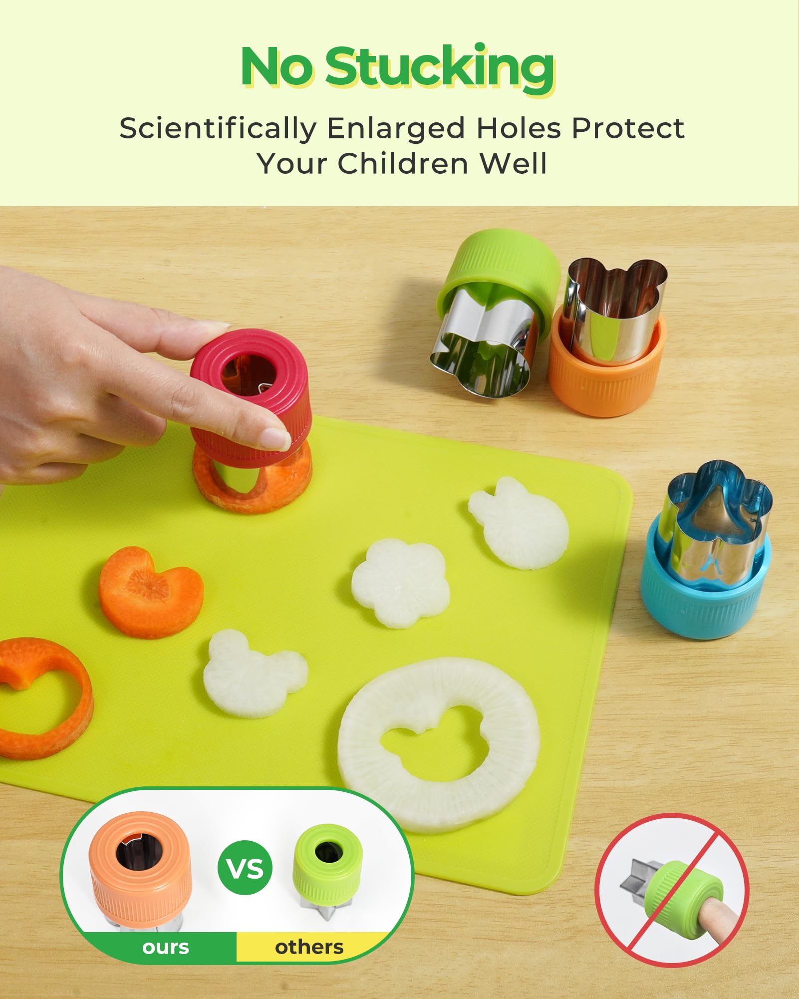 Melican kids kitchen set wooden knife offers sturdy, durable feel for real-life play cooking.