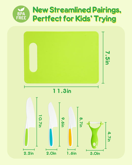 Melican kids knife set with cutting board for compact, kid-friendly prep