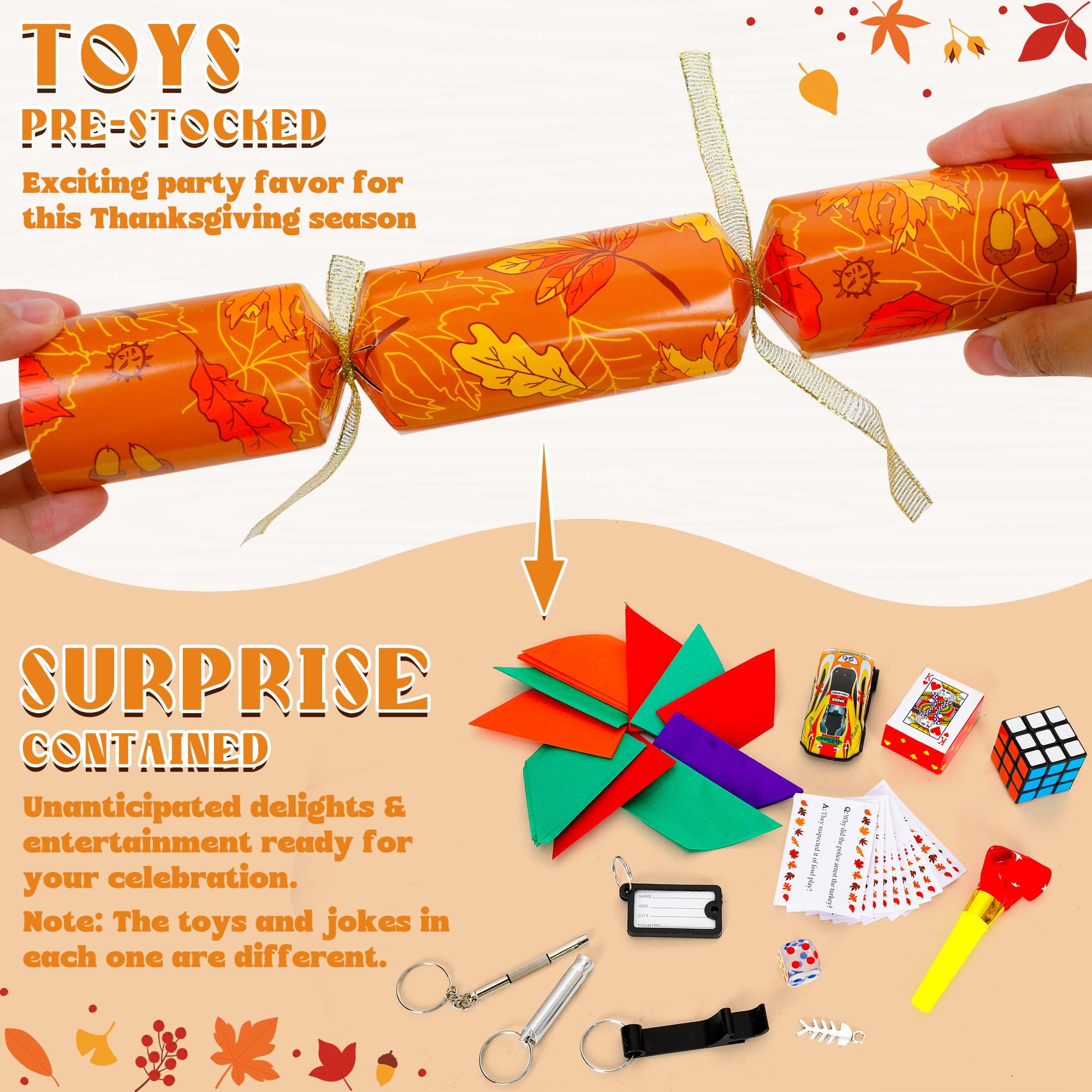 Melisheer pumpkin-design crackers served with jokes and surprises, ideal for table storytelling