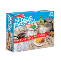 Melissa & Doug 22-piece kitchen set with pots and pans for imaginative meals.