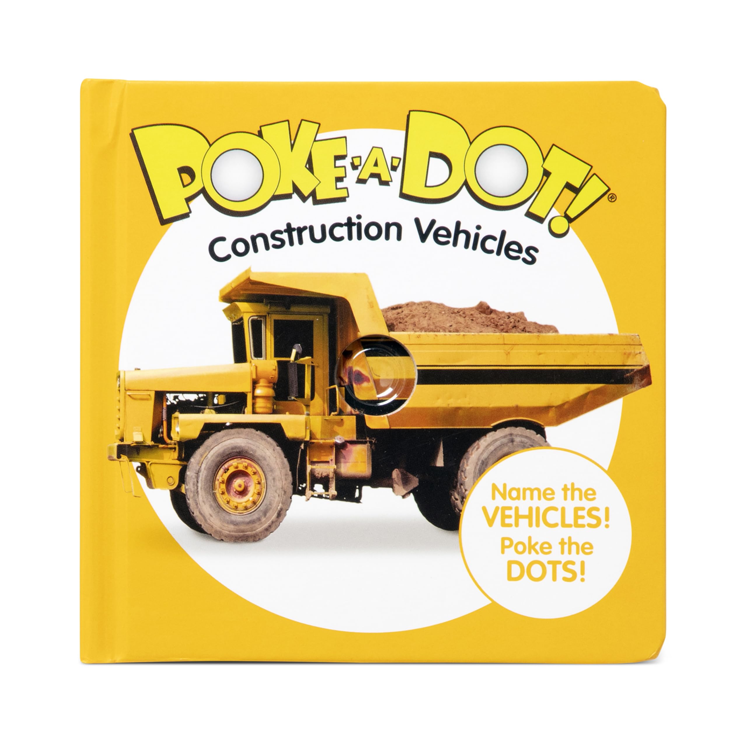 Melissa & Doug Poke-a-Dot Construction Vehicles dump truck page sparks naming and recognition