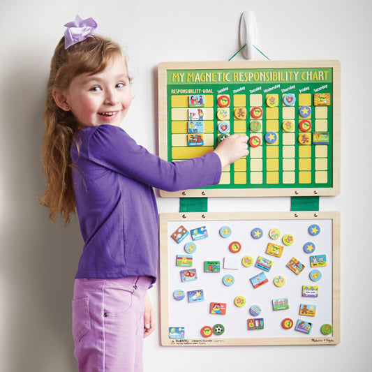 Melissa & Doug 90 magnets included for tracking behaviors and rewards.