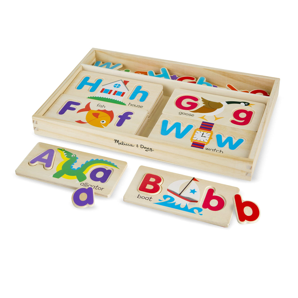 Melissa and Doug ABC Picture Boards front view with 13 double-sided boards for early literacy