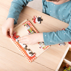 Melissa & Doug back-coded puzzle pieces aid sorting and quick assembly