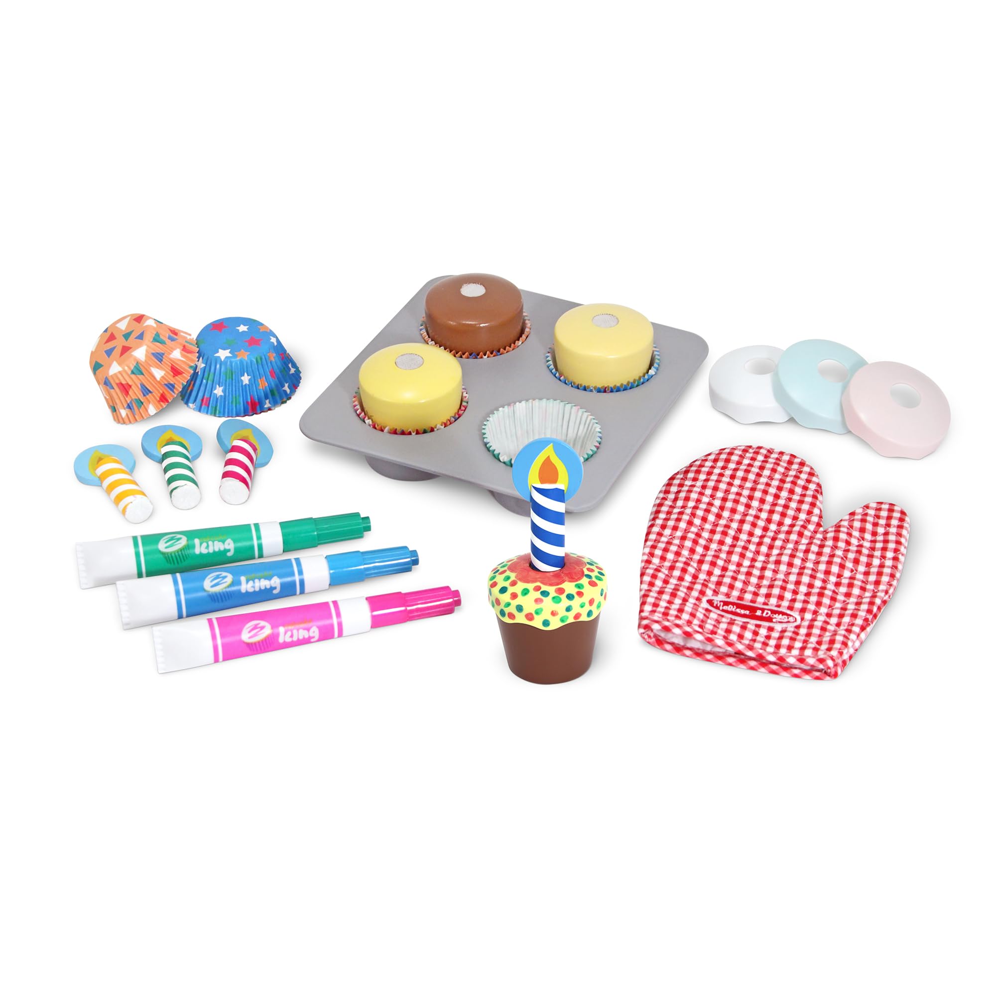 Melissa and Doug Bake and Decorate cupcakes on a tray for imaginative play.