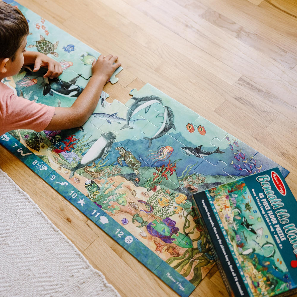 Close-up of 48 extra-thick pieces in Beneath the Waves puzzle