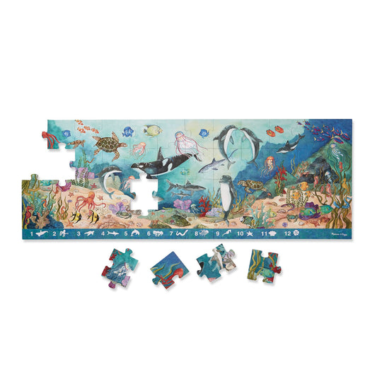 Melissa & Doug Beneath the Waves puzzle assembled four feet long for collaborative play