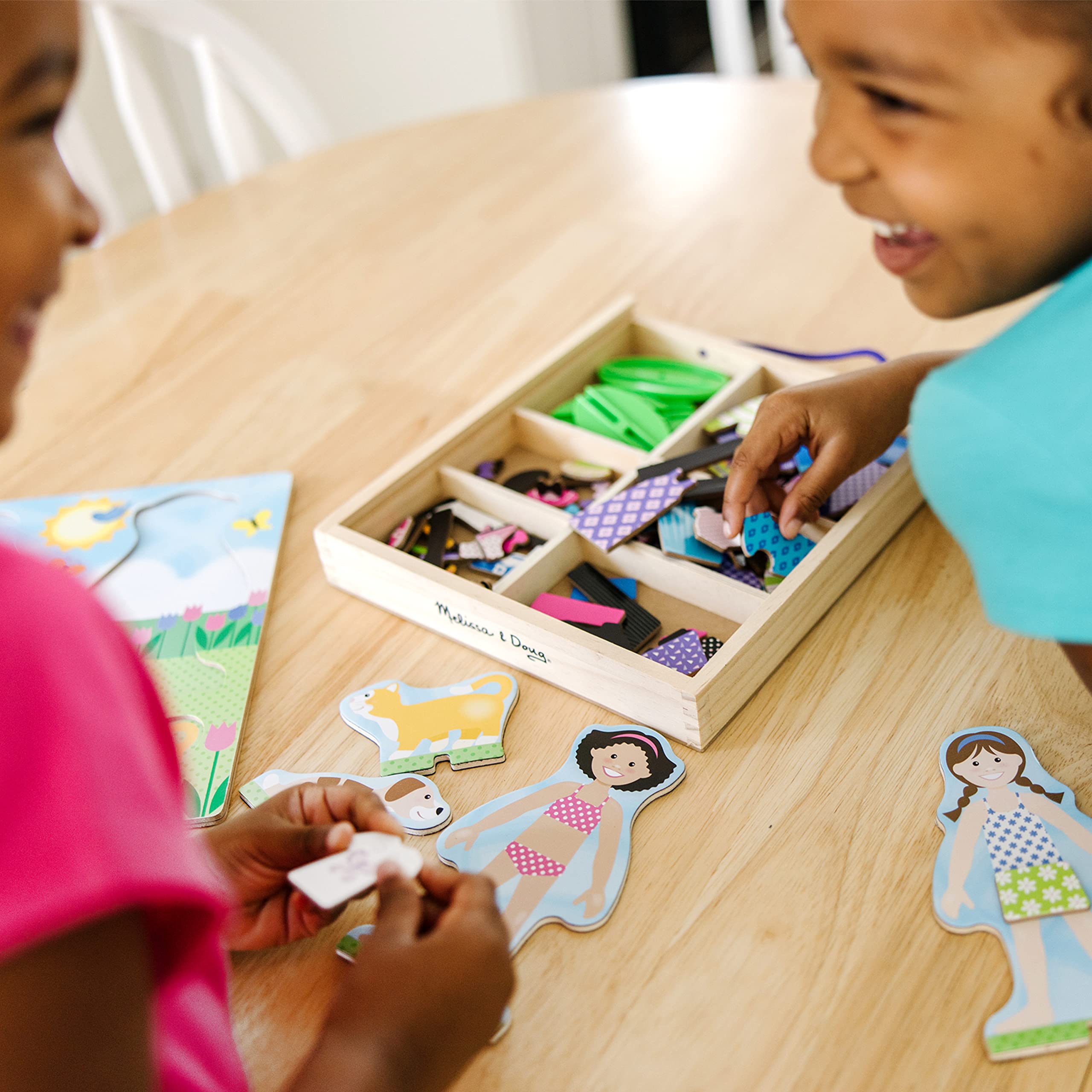 Melissa & Doug Best Friends counting-skills-play promotes fine motor skill development.