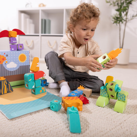 Melissa and Doug Blockables dinosaur figures offer creative storytelling opportunities.